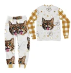 custom cat face pajama set with name personalized pet gift