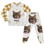 custom cat face pajama set with name personalized pet gift