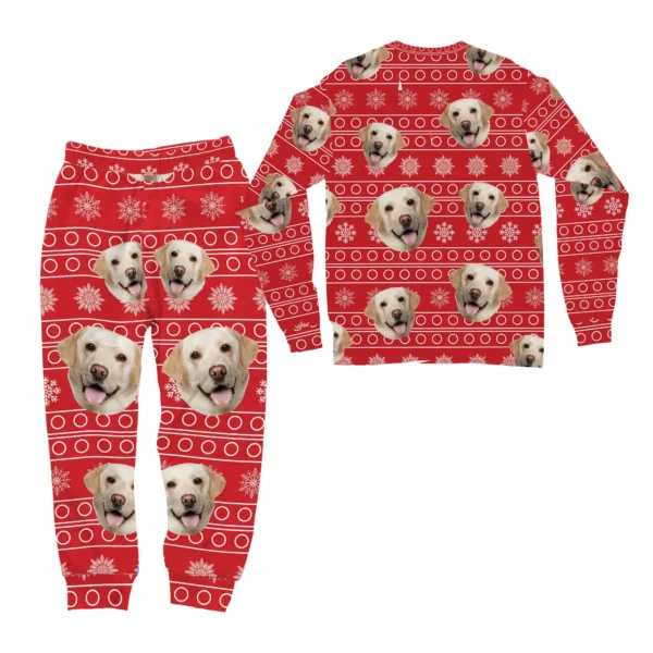 custom dog face christmas pajamas personalized holiday pj set 1