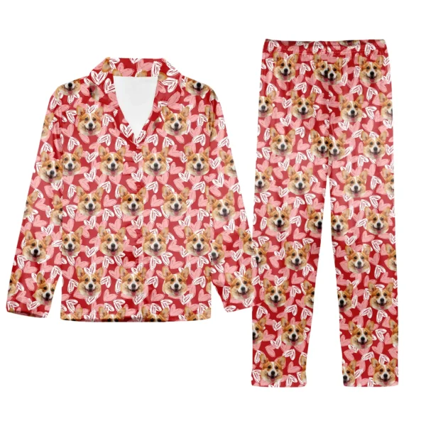 custom dog face pajamas with hearts personalized dog pj set