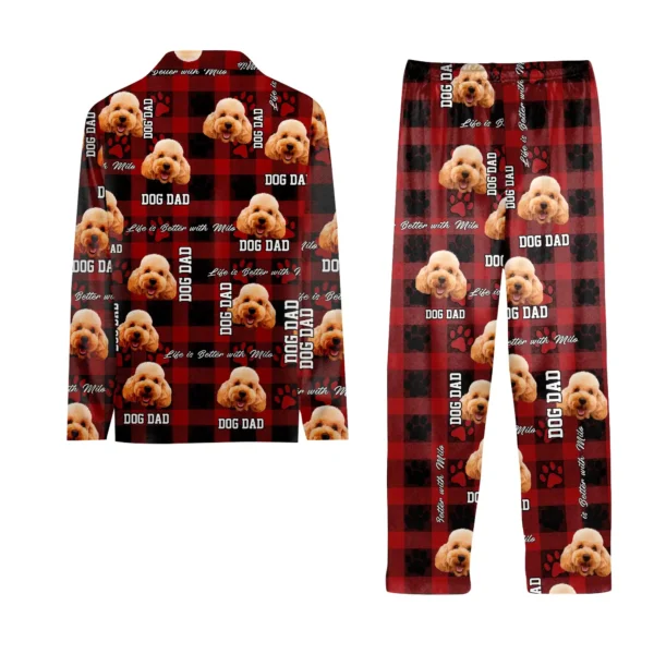 custom dog face plaid pajamas for men personalized dog dad gift 2