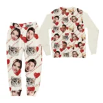 custom face pajama set personalized photo gift for family pets