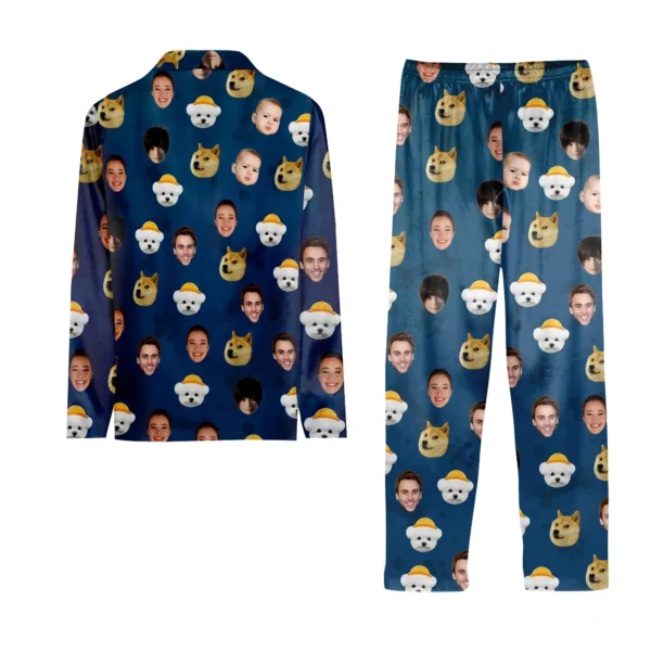 custom face pajamas set personalized photo gift with pet faces 1
