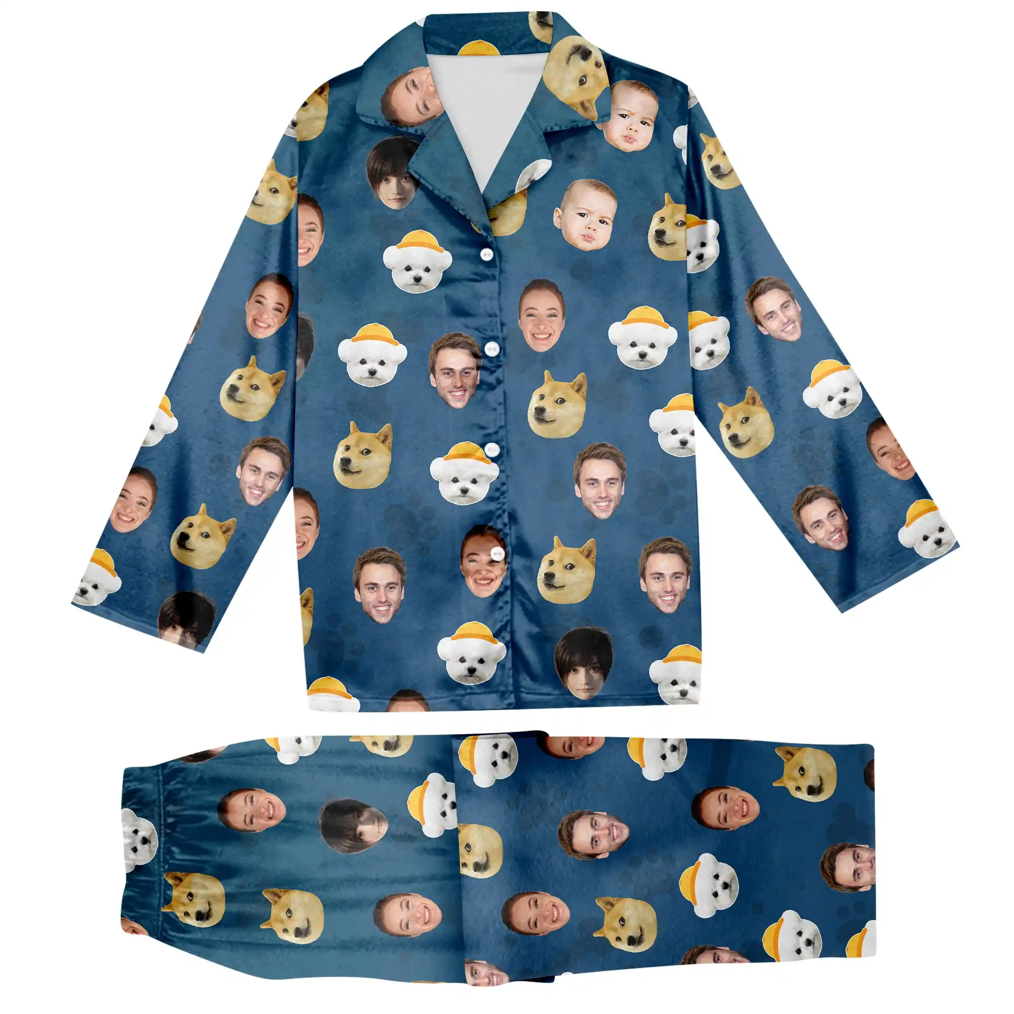 custom face pajamas set personalized photo gift with pet faces custom face pajamas set personalized photo gift with pet faces