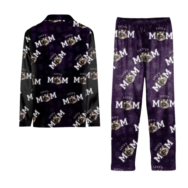 custom face pet mom pajama set personalized cat lover gift 2