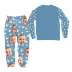 custom face welcome baby pajamas personalized photo pj set