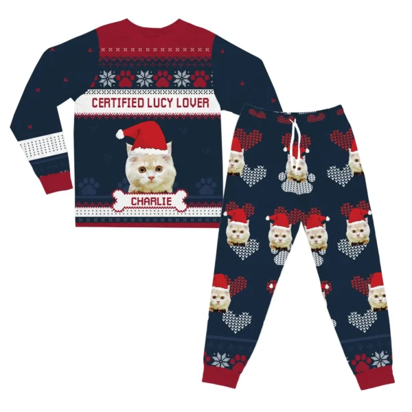 custom pet photo christmas pajamas personalized pajama set gift