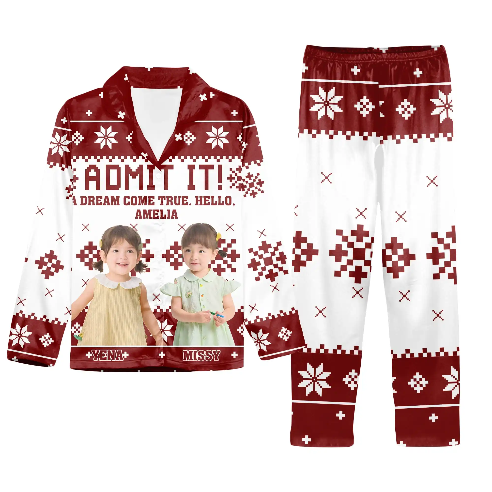 custom photo christmas pajamas with personalized name text custom photo christmas pajamas with personalized name text