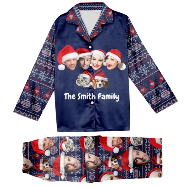 personalized custom face matching family christmas pajamas set 1