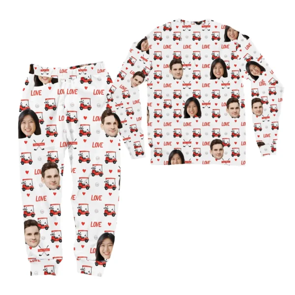 personalized golf pajamas with custom face love sleepwear 1