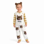 custom cat face pajama set with name