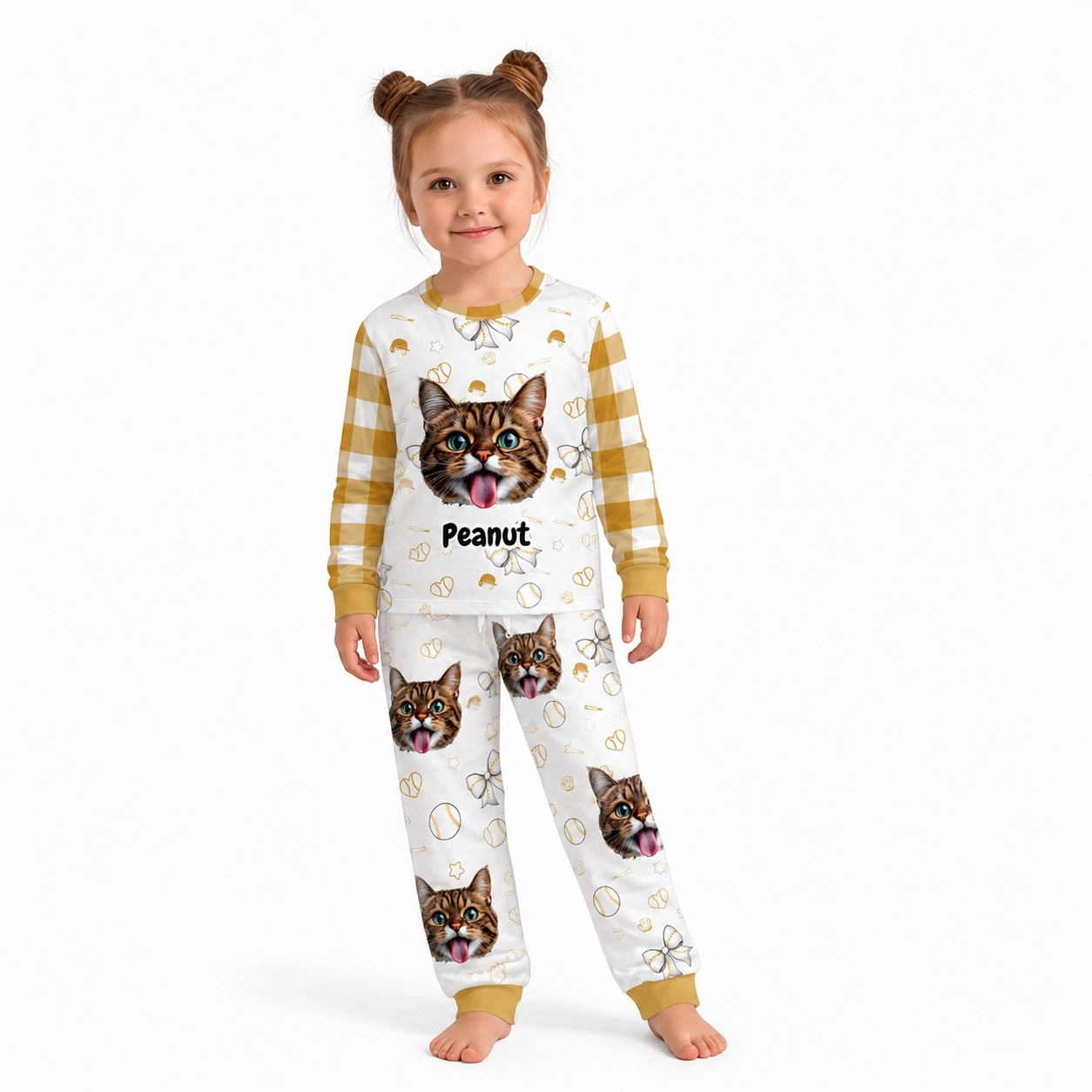 custom cat face pajama set with name kid custom cat face pajama set with name kid