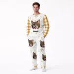 custom cat face pajama set with name