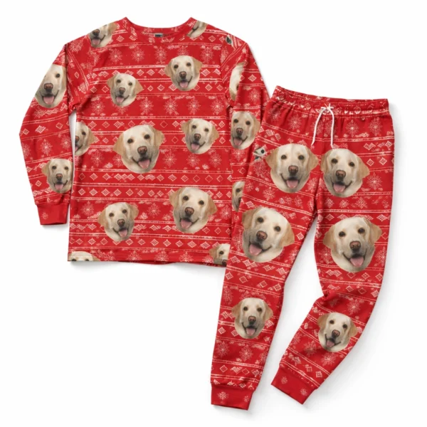 custom dog face christmas pajama set