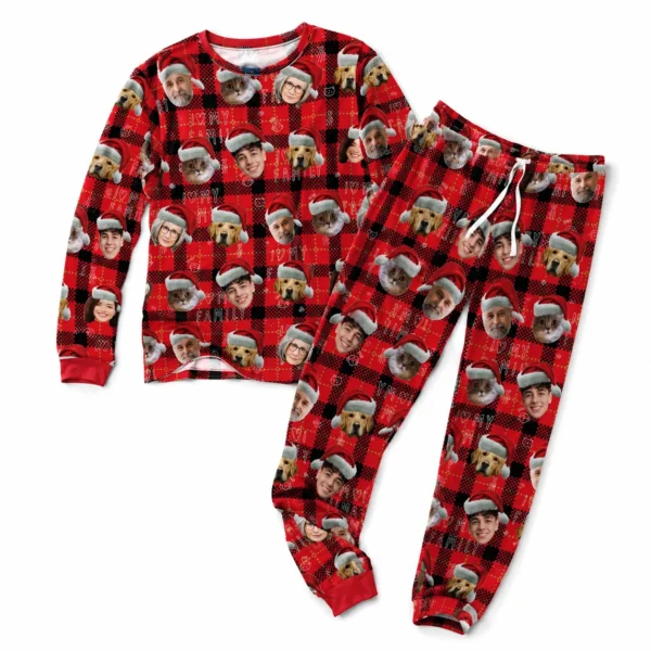 custom face family photo christmas pajama set