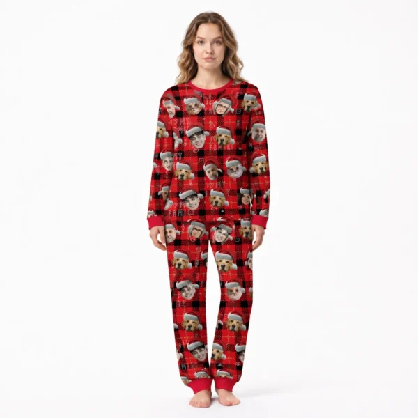 custom face family photo christmas pajama set women