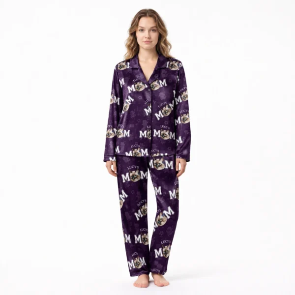 custom face pet mom pajama set women
