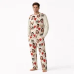 custom face photo pajama set for family and pets