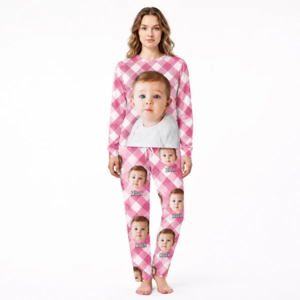 custom face photo pajama set with name women