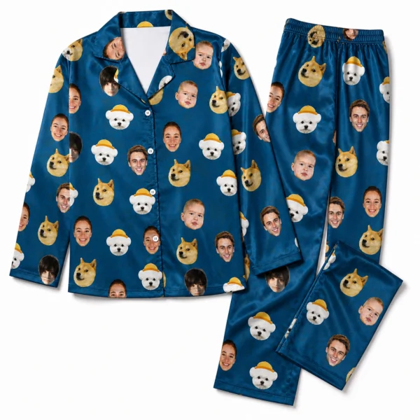 custom face photo pajama set with pets