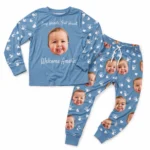 custom face welcome baby photo pajama set