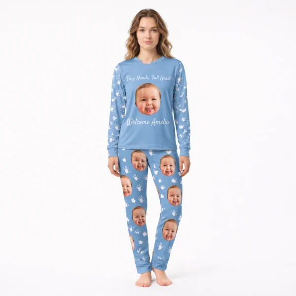custom face welcome baby photo pajama set women