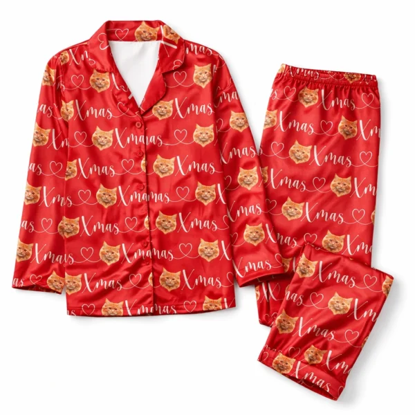 custom pet face christmas photo pajama set