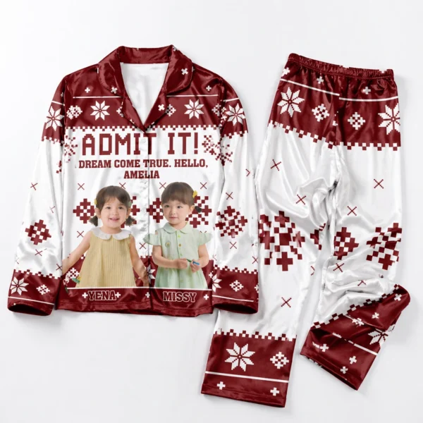 custom photo christmas pajamas with name and text