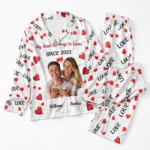 custom photo matching pajama set for couples