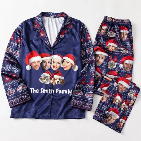 personalized custom face matching family christmas pajama set