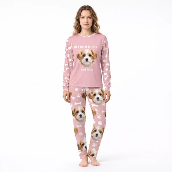 personalized dog face pajamas with name women