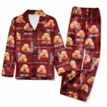 personalized dog face plaid pajamas