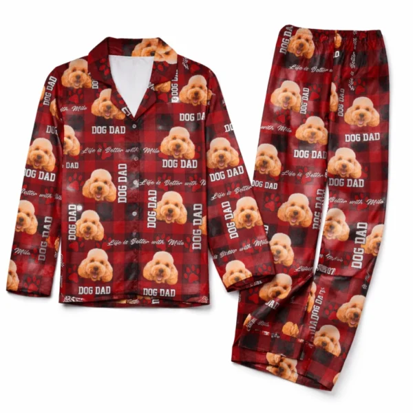 personalized dog face plaid pajamas