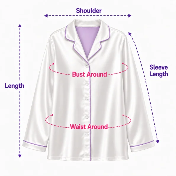 shirt satin pajama size guide