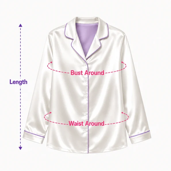 shirt satin pajama size guide